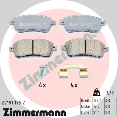 Zimmermann 22191.175.2 - Komplet Pločica, disk-kočnica www.molydon.hr