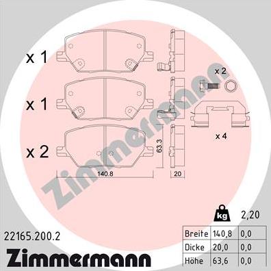 Zimmermann 22165.200.2 - Komplet Pločica, disk-kočnica www.molydon.hr