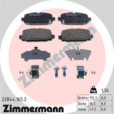 Zimmermann 22844.165.2 - Komplet Pločica, disk-kočnica www.molydon.hr