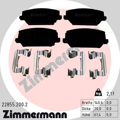 Zimmermann 22855.200.2 - Komplet Pločica, disk-kočnica www.molydon.hr