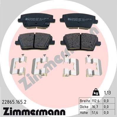 Zimmermann 22865.165.2 - Komplet Pločica, disk-kočnica www.molydon.hr