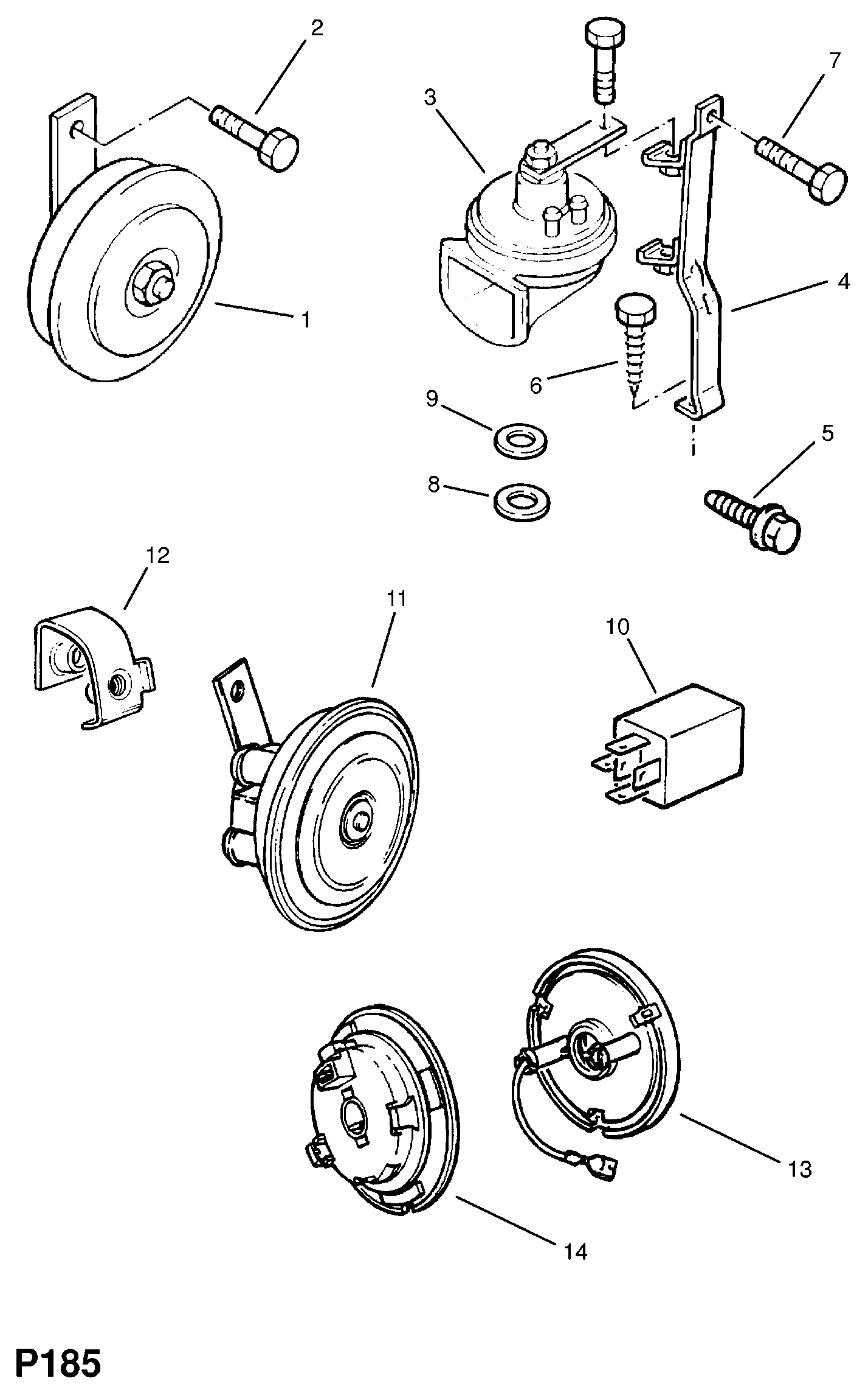 Vauxhall 1228065 - HORN, ASSY. (12V. 270HZ.)  (PRODUCTION NO. 90087417) www.molydon.hr