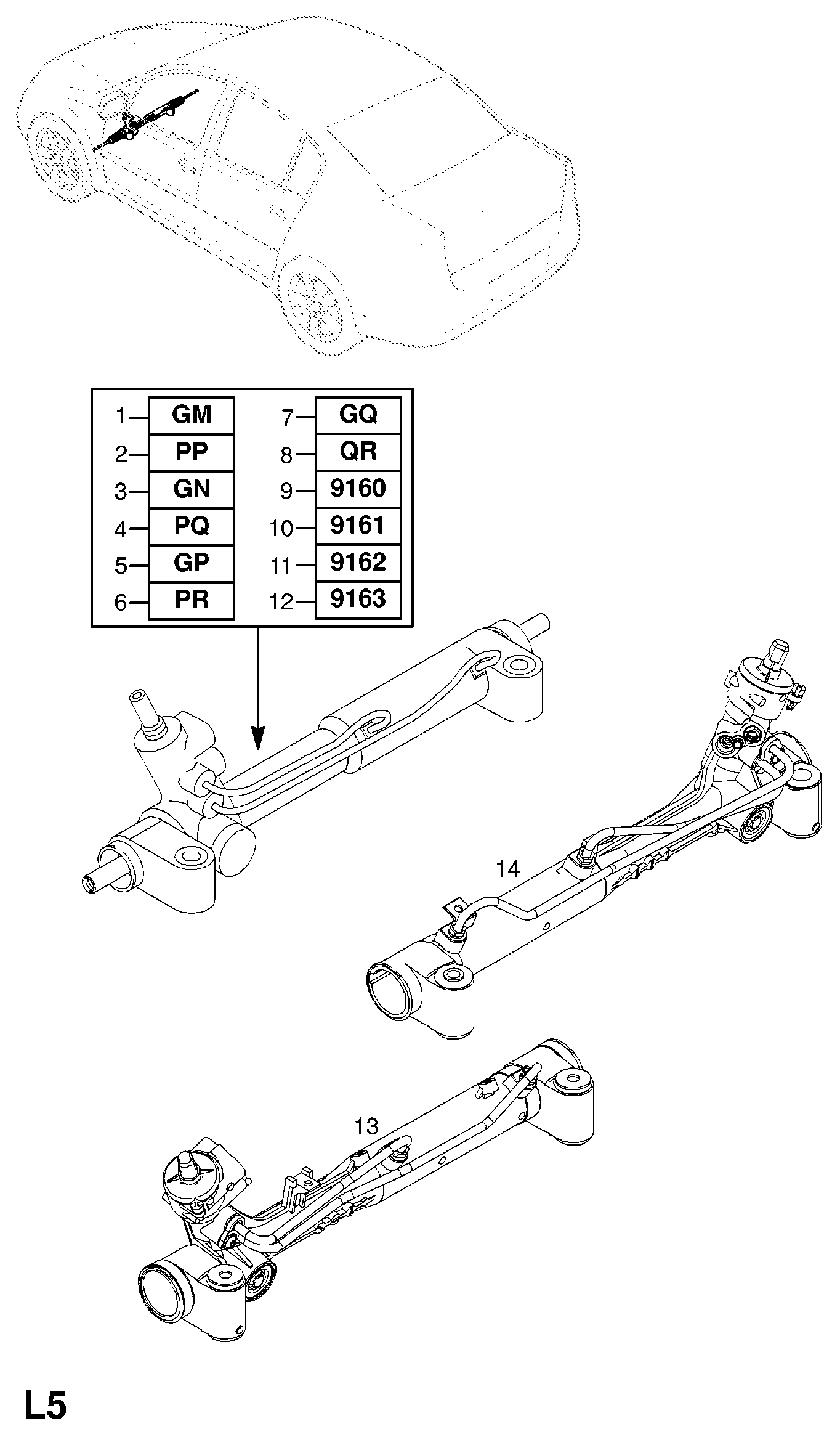 Vauxhall 59 00 219 - GEAR, ASSY., STEERING, LESS TIE RODS, LHD (IDENT PR) www.molydon.hr