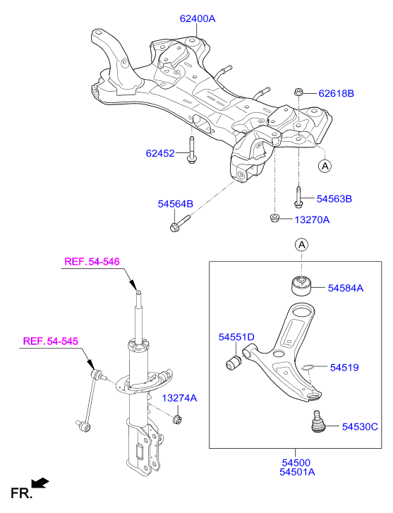 Hyundai 54500B4000 - Arm complete - front lower, lh www.molydon.hr