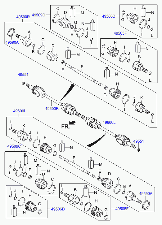 Hyundai 496952Y010 - Boot kit - rear axle differential side www.molydon.hr