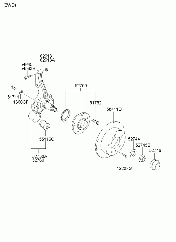 KIA 527502E000 - Carrier assy - rear axle, lh www.molydon.hr