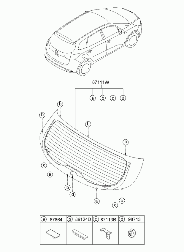 KIA 87110A4200 - Zadnje vjetrobransko staklo www.molydon.hr