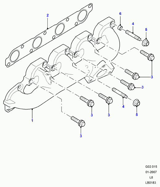 Rover LR004393 - Brtva, Ispušna grana www.molydon.hr