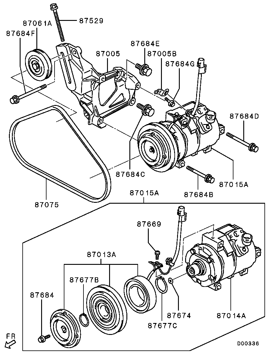 Mitsubishi 7813A136 - Vodeći valjak , klinasti rebrasti remen  www.molydon.hr