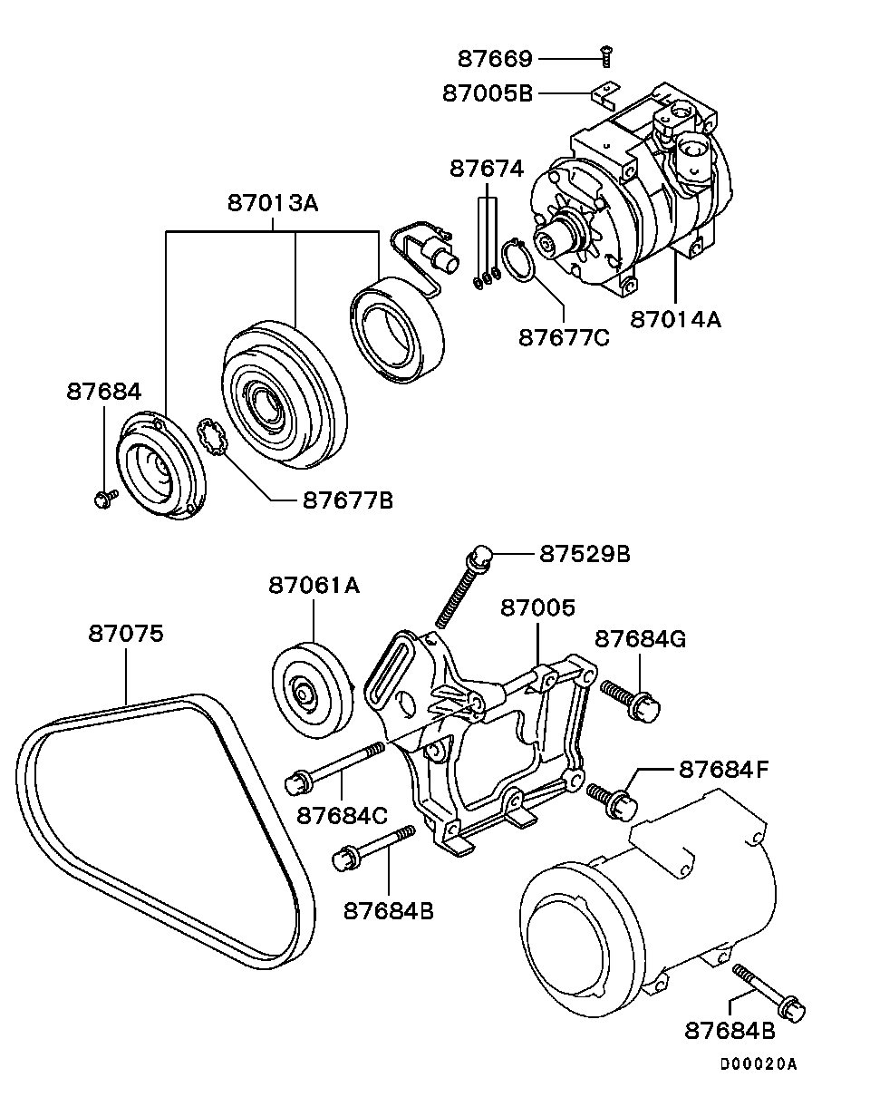 Mitsubishi MB918552 - Vodeći valjak , klinasti rebrasti remen  www.molydon.hr