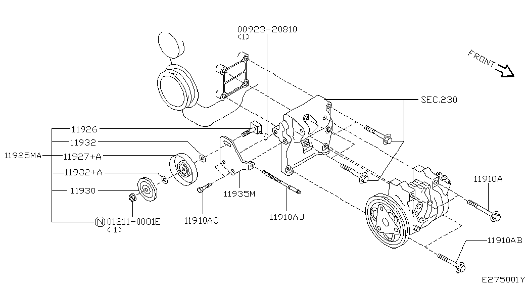 NISSAN 11925-9F600 - Vodeći valjak , klinasti rebrasti remen  www.molydon.hr