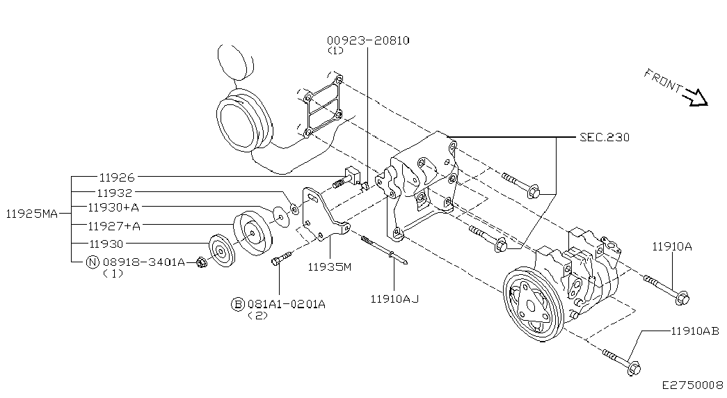 NISSAN 11947-0W000 - Vodeći valjak , klinasti rebrasti remen  www.molydon.hr