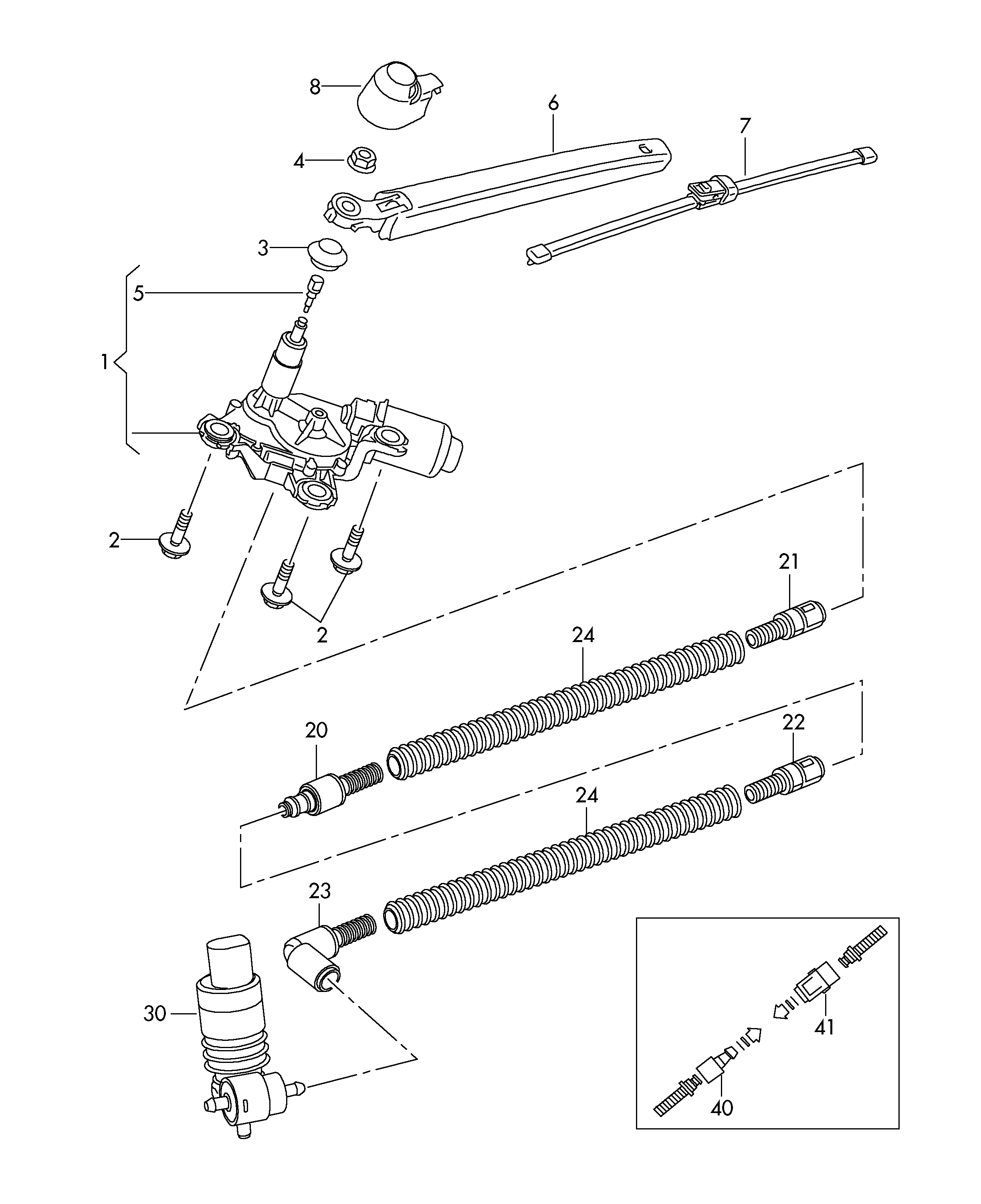 VAG 3T9 955 425 - Garnitura Držača metlice brisača, pranje vjetrobranskog stakl www.molydon.hr