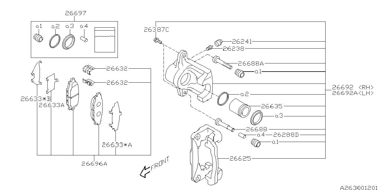 Subaru 26696-XA000 - Komplet Pločica, disk-kočnica www.molydon.hr