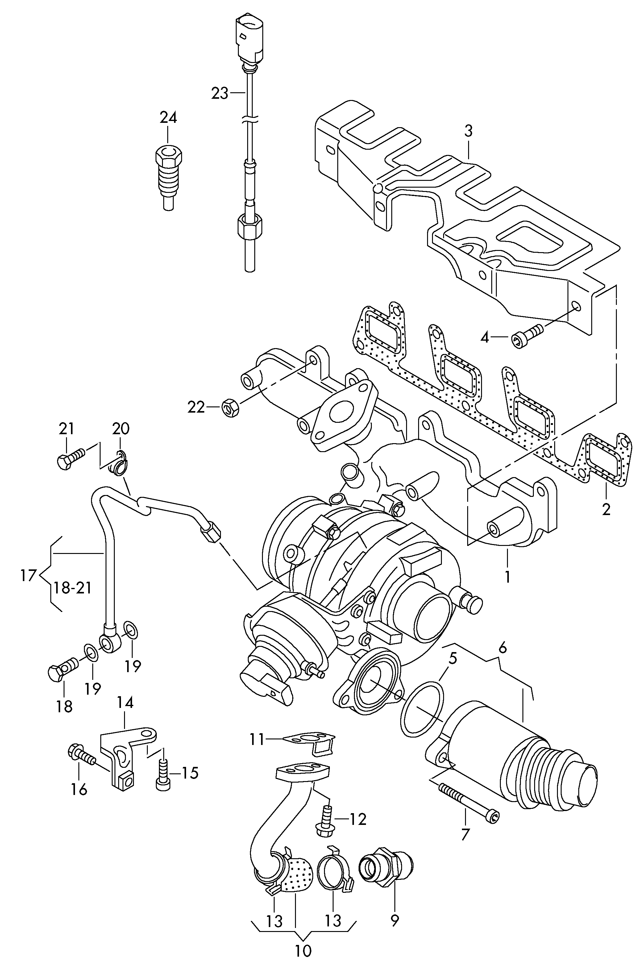 Mitsubishi 03L253016M - Exhaust manifold with turbo- charger www.molydon.hr