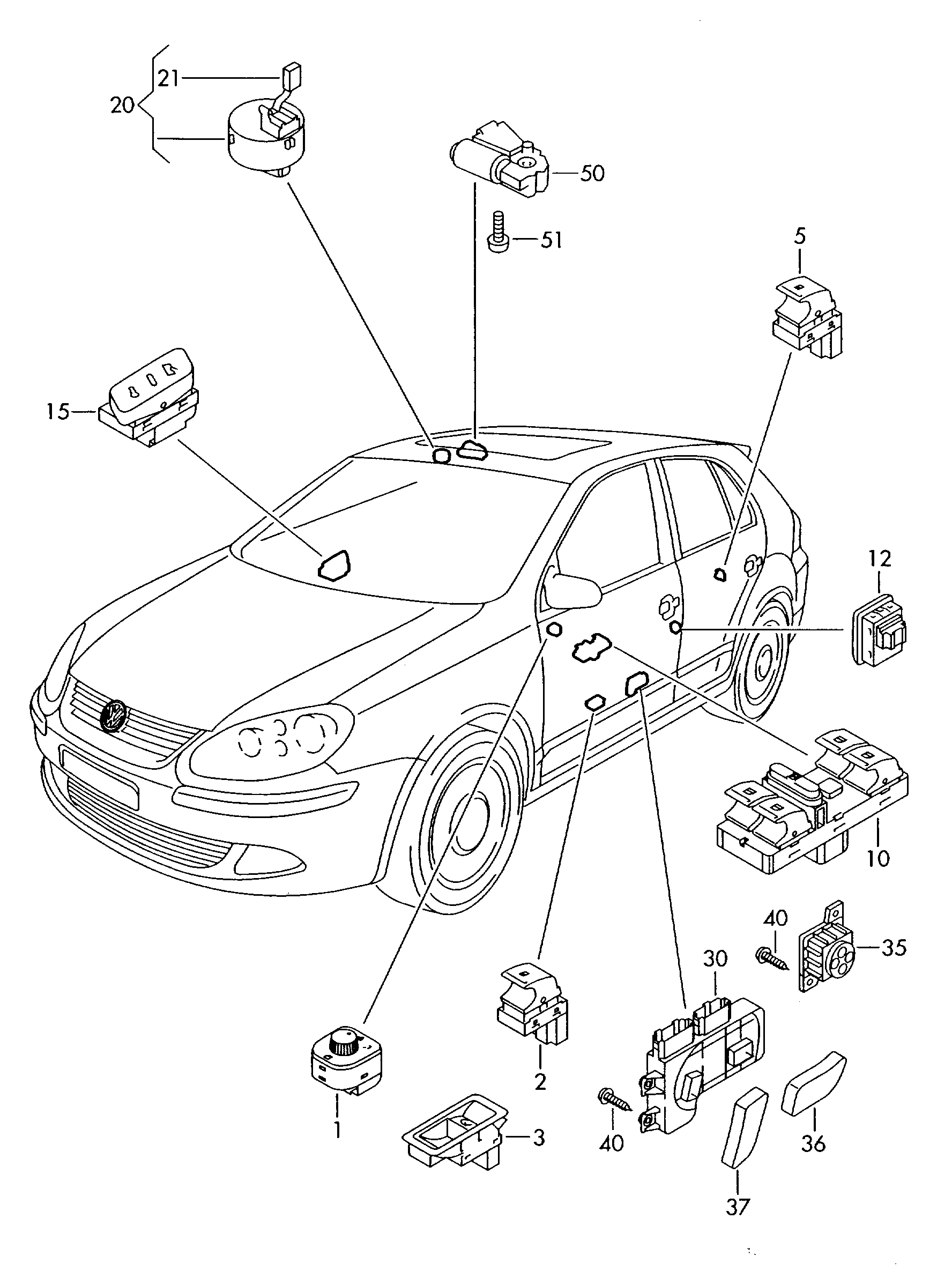 Seat 1K0 959 565K - Prekidač, podešavanje retrovizora www.molydon.hr